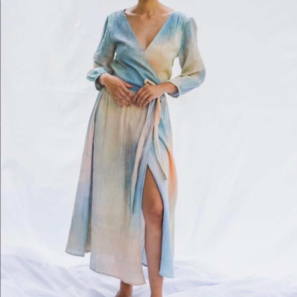 Voloshin Thea Wrap Dress in Rainbow Tie Dye